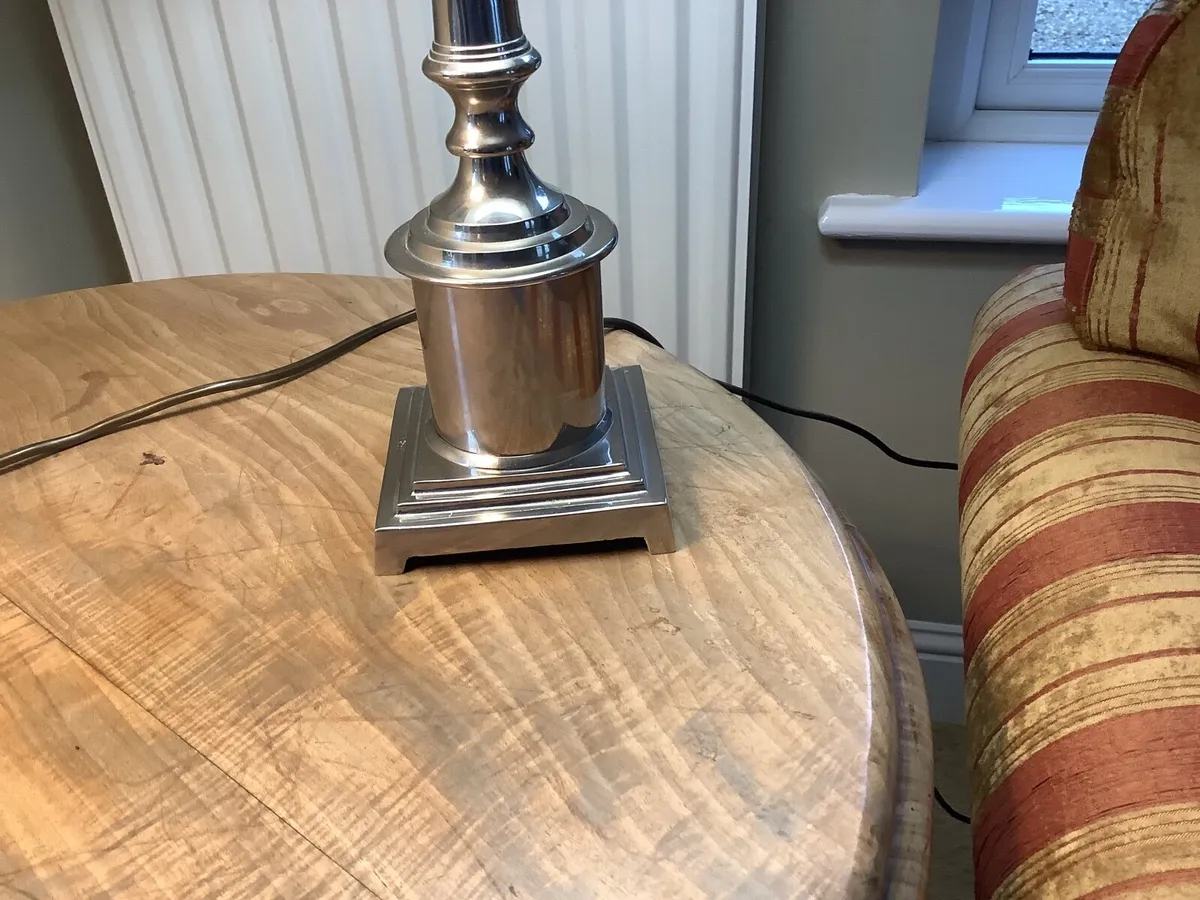 Mid Century Chrome Column Lamps - Image 2