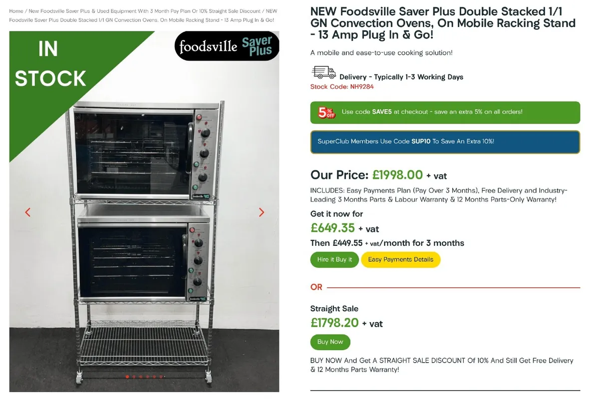 New Double Fan Ovens on Stand - Pay over 3 months - Image 2