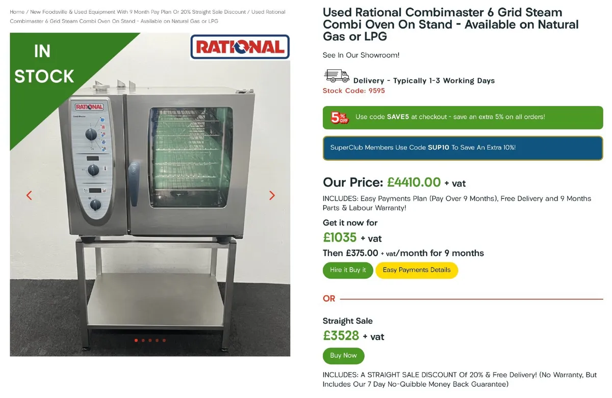 Rational Combi Oven LPG/ Nat Gas -9 MONTH PAY PLAN - Image 4