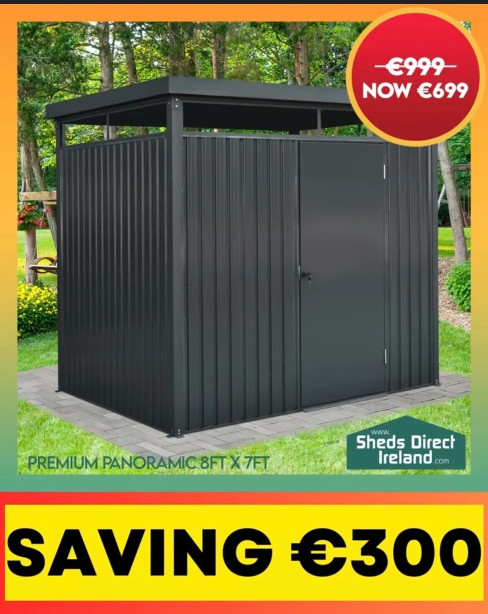 Premium Panoramic 8ft x 7ft Shed SHOP SOILED - Image 1