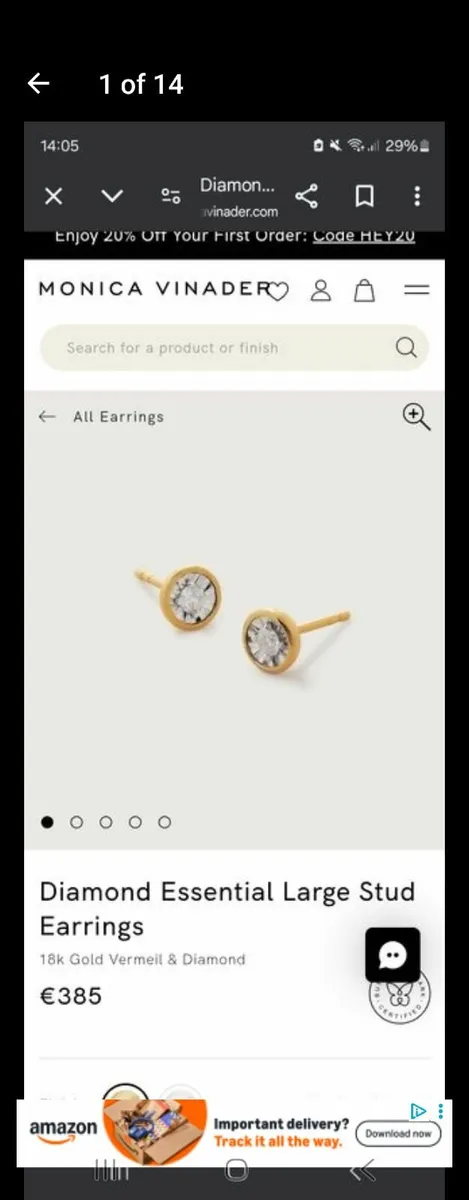 Dimaond earrings large and charm - Image 1