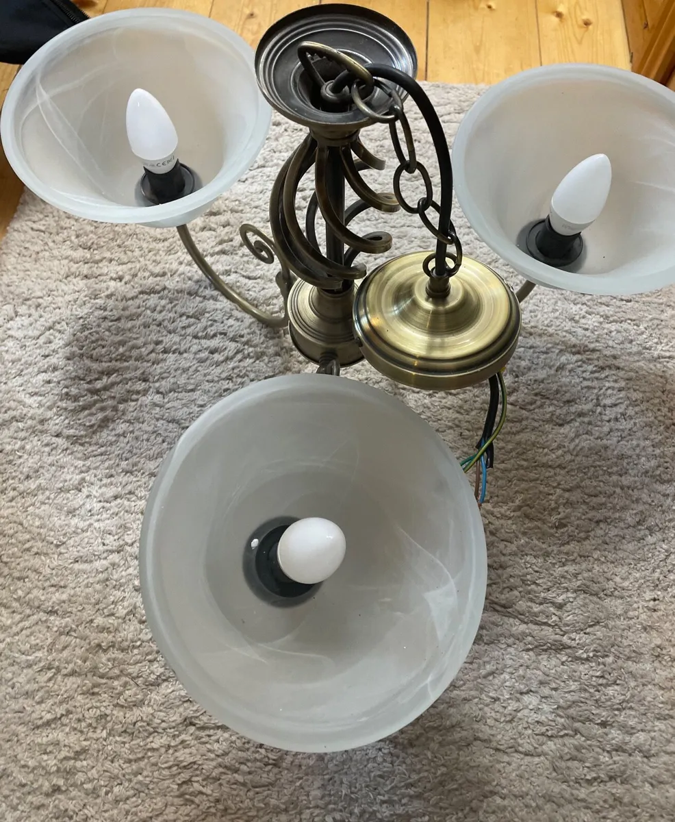 Antique Brass 3 Light Ceiling Pendant - Image 1