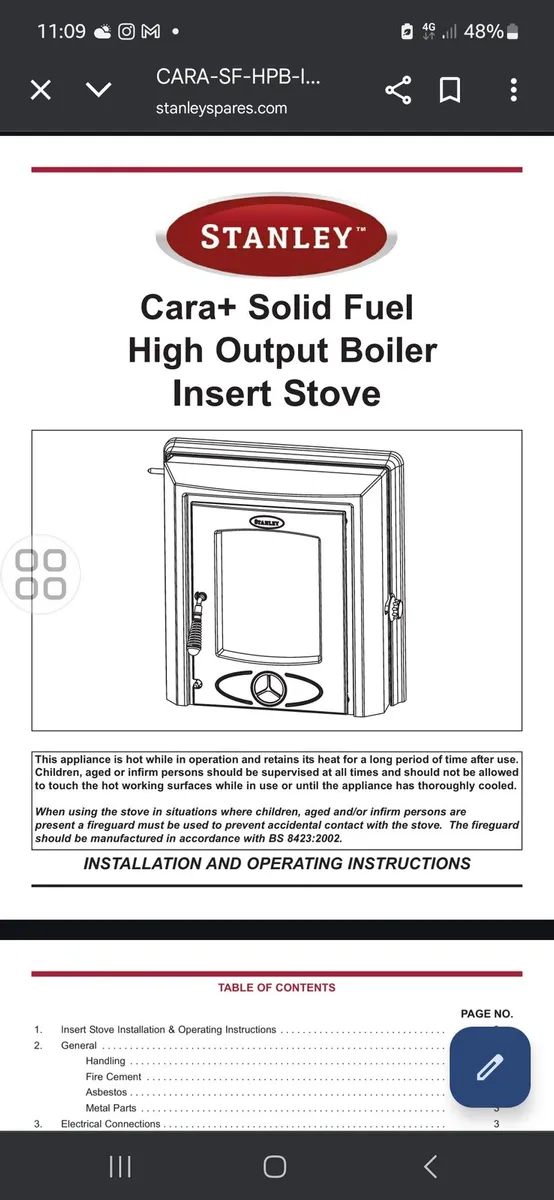 Stanley Cara insert stove non boiler - Image 1