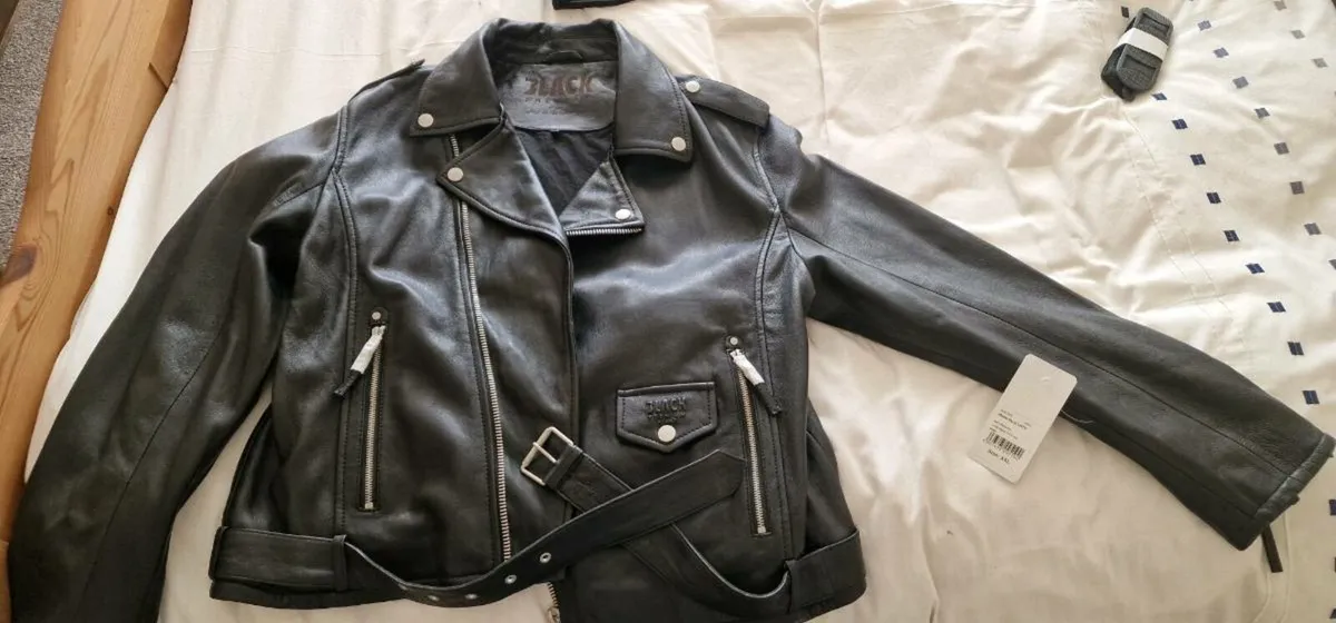 Unisex leather biker jacket - Image 3
