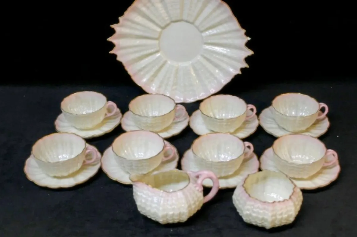 Rare and precious first period Belleek teaset 19pc - Image 1
