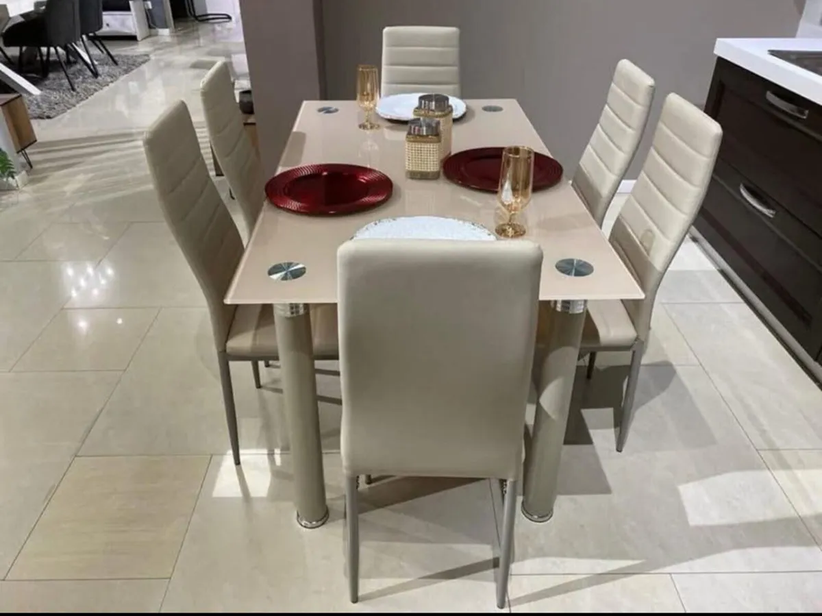 New Glass Table & 6 leather Chairs - Image 3