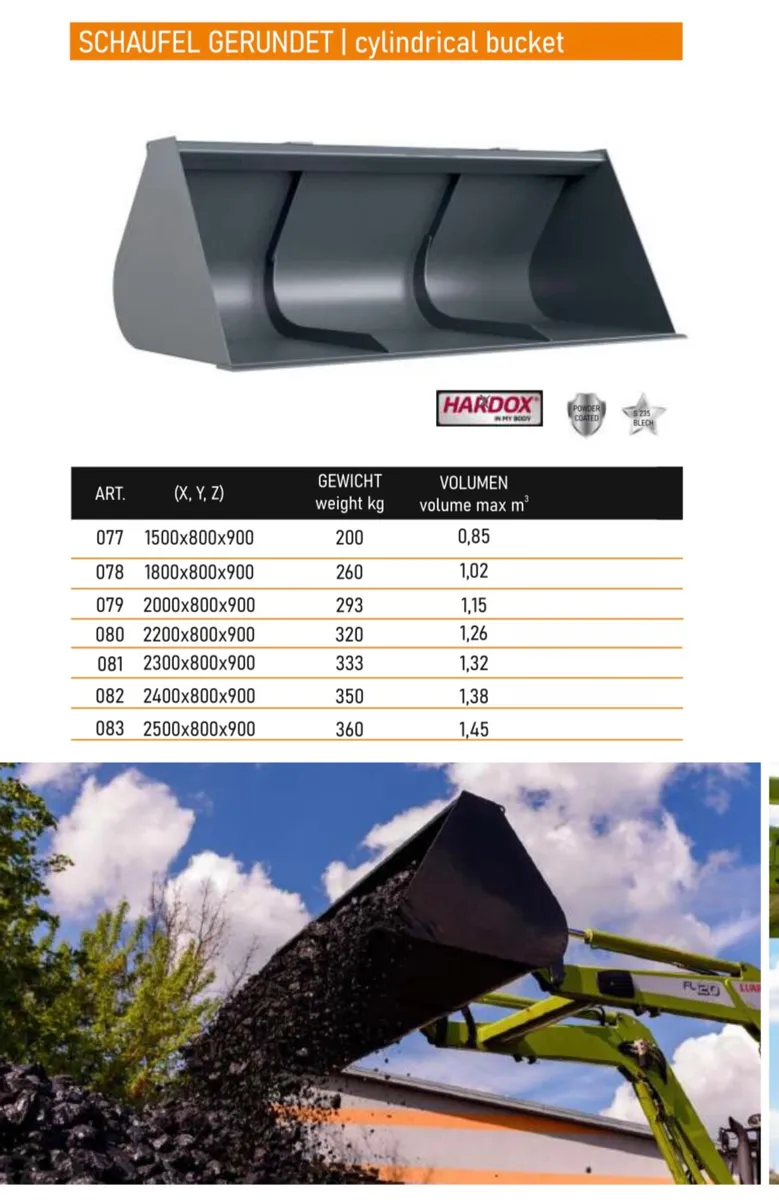 6 foot heavy duty cylinder bucket euro head - Image 1