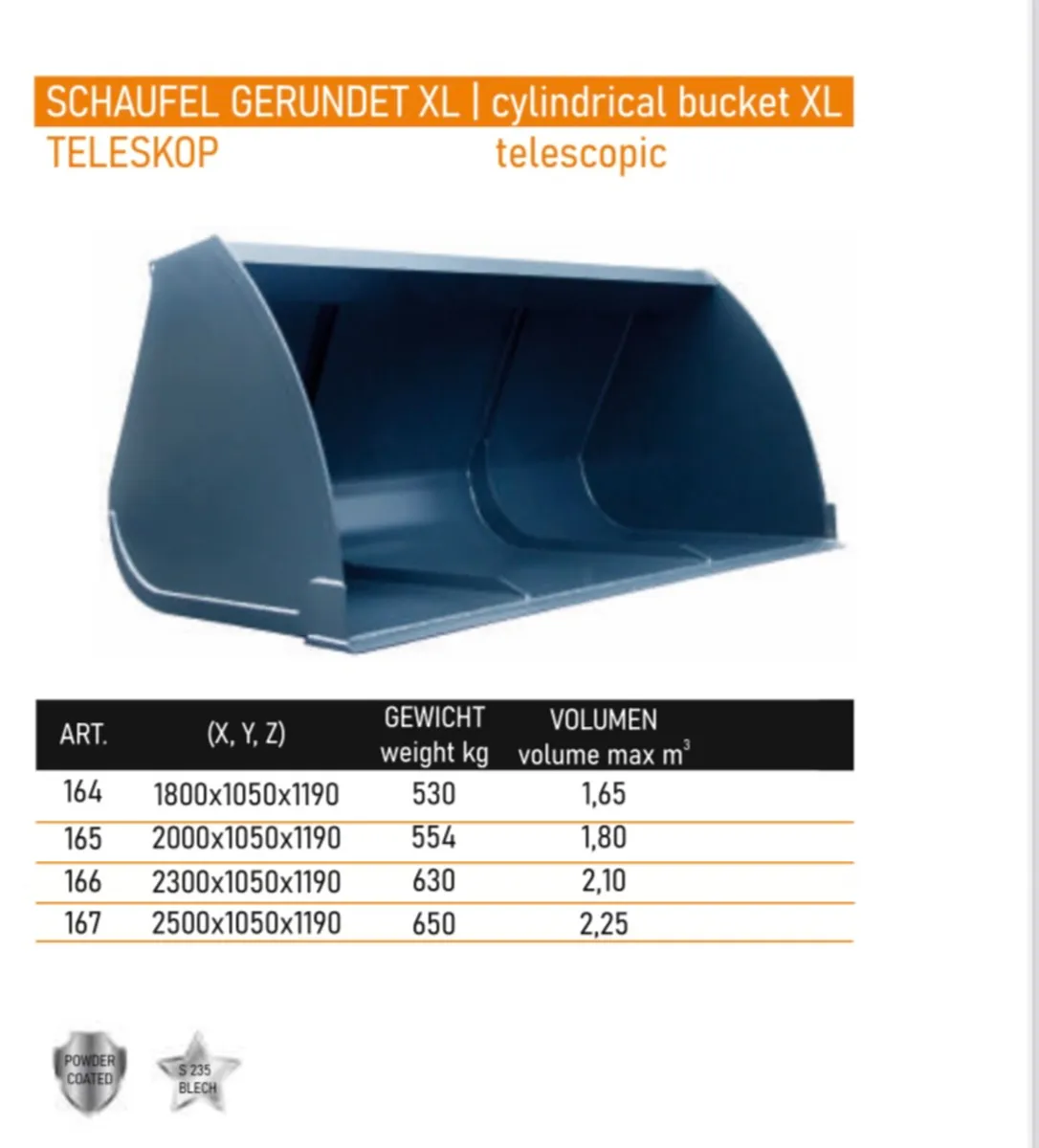 6 foot heavy duty cylinder bucket euro head - Image 3