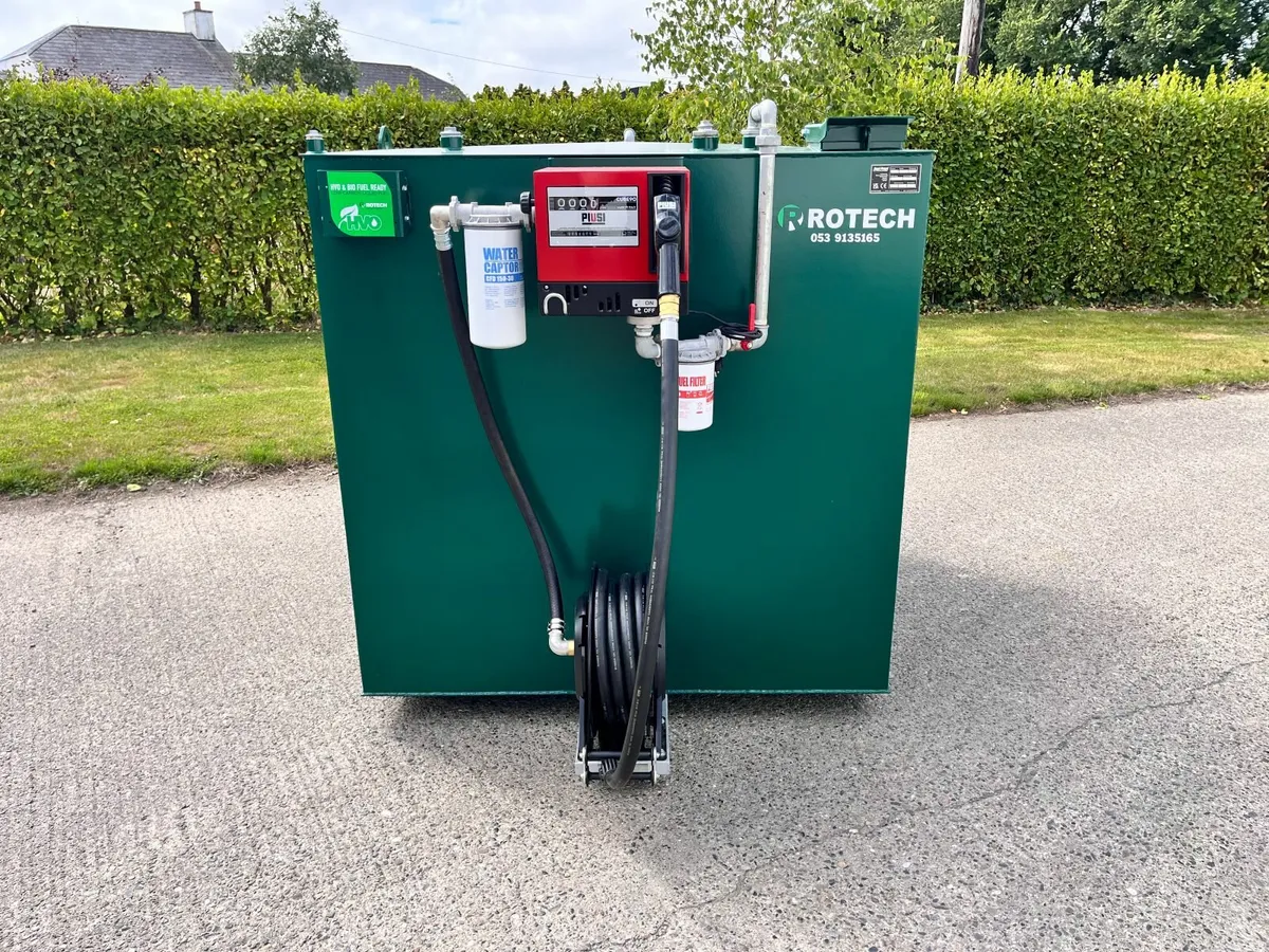 2700 Litre Steel Bunded Tank with Pump & Reel - Image 1