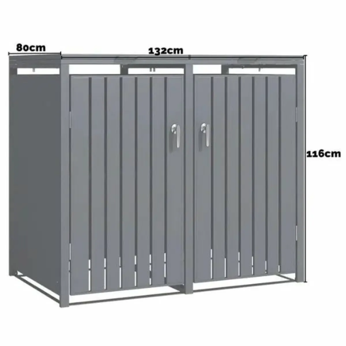 Premium Metal Wheelie Bin Shelter – 2 Bay – Grey - Image 3