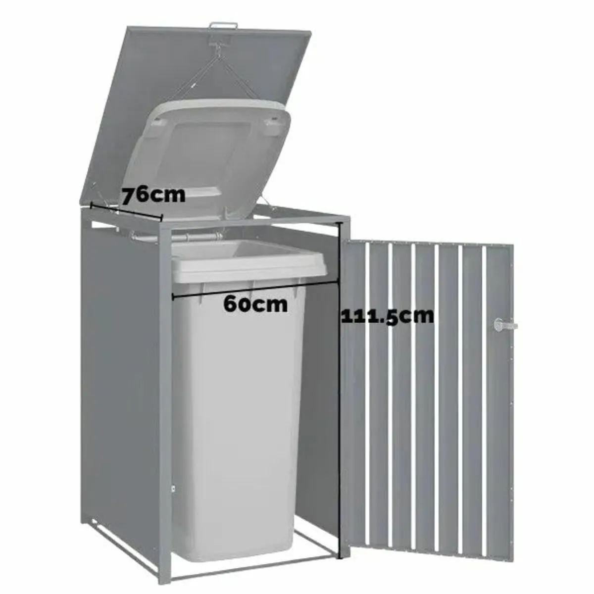 Premium Metal Wheelie Bin Shelter – 2 Bay – Grey - Image 4