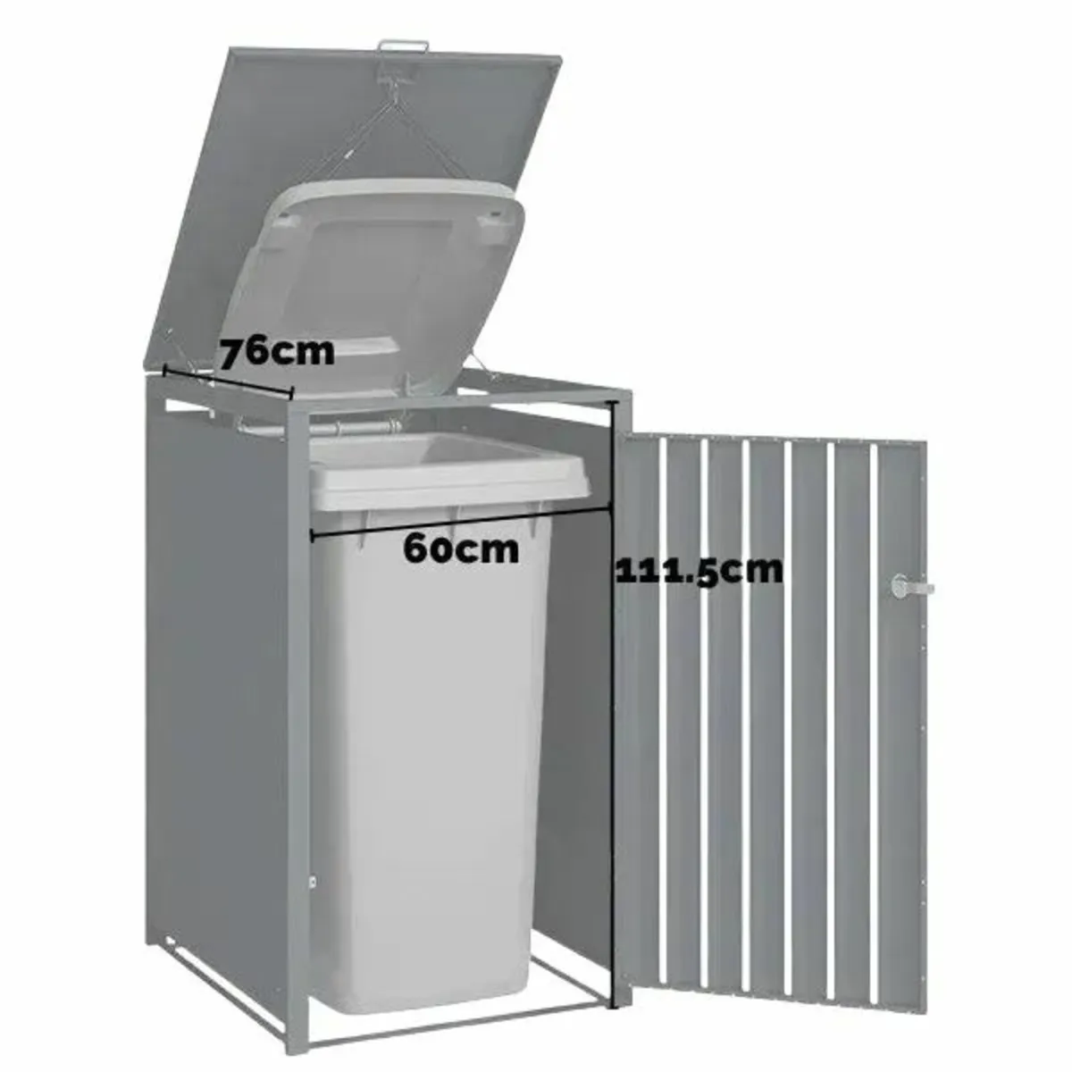Premium Metal Wheelie Bin Shelter – 3 Bay – Grey - Image 2