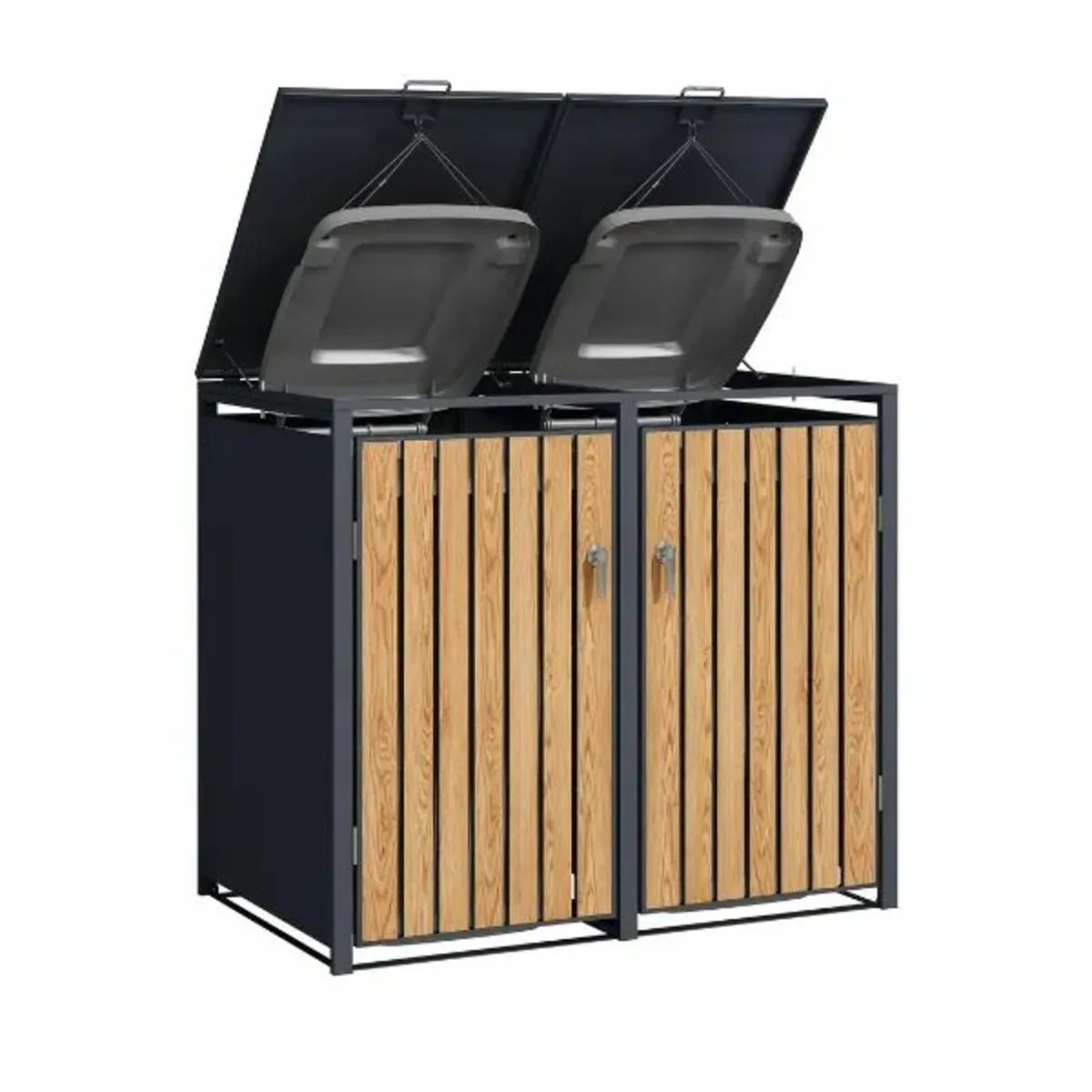 Premium Metal Wheelie Bin Shelter – 2 Bay – Natura - Image 2