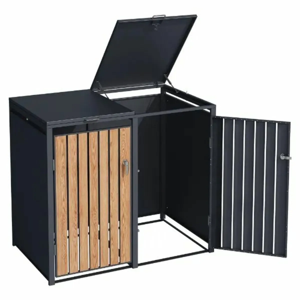 Premium Metal Wheelie Bin Shelter – 2 Bay – Natura - Image 3