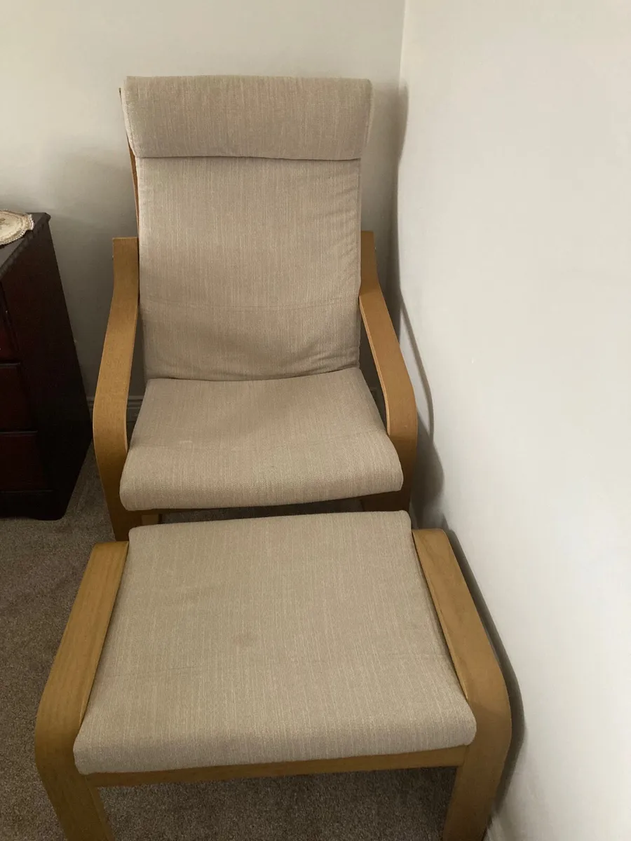 Chair& foot stool. Poang IKEA. Very little wear. - Image 2