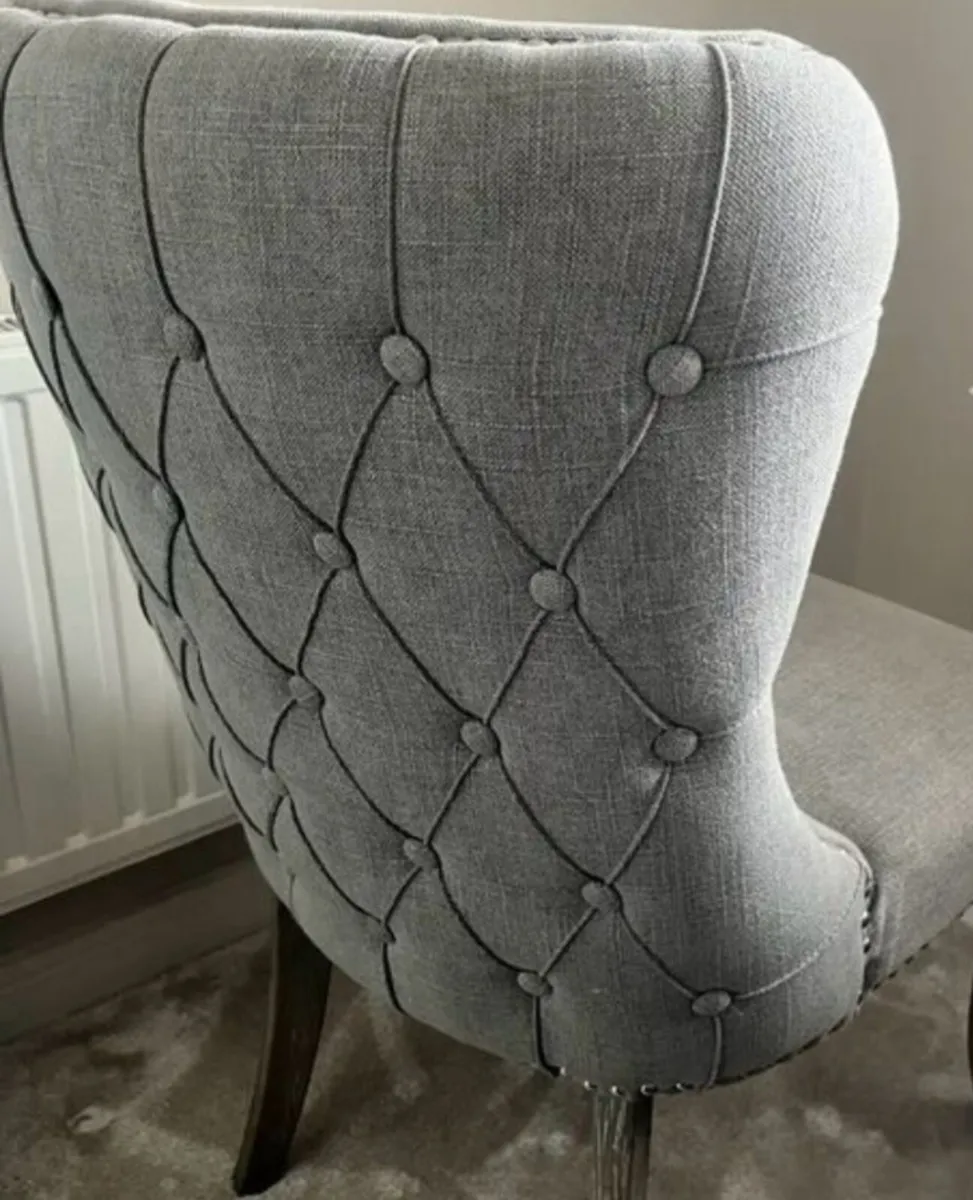 2 x Grey upholstered dining chairs wanted - Image 1