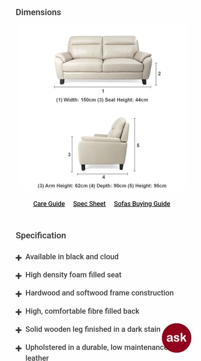 2 seater sofa - Image 4