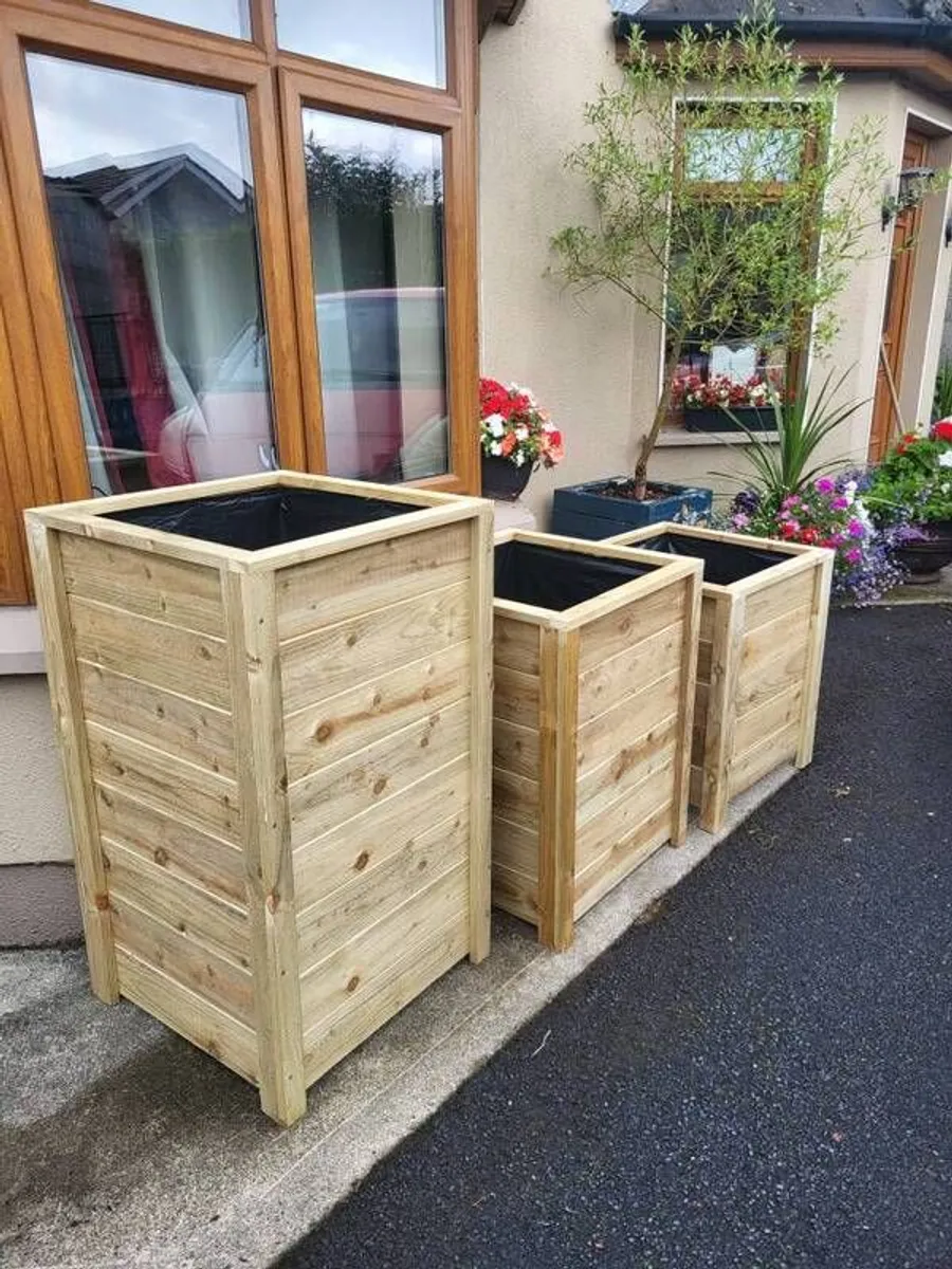 Tall Wooden Planters Flower Planters Tree Planters - Image 4