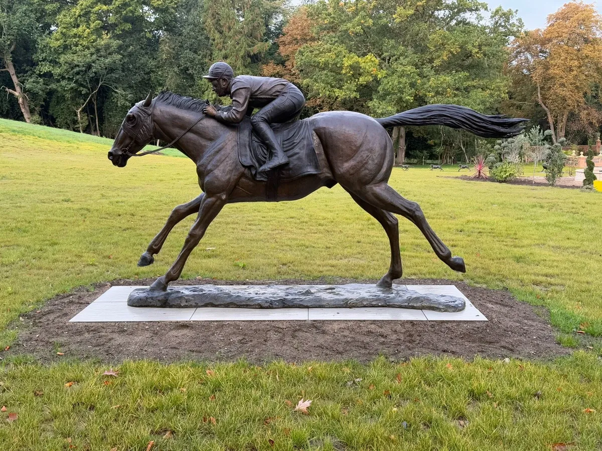 Bronze XXL HORSE AND JOCKEY SCULPTURE - Image 1