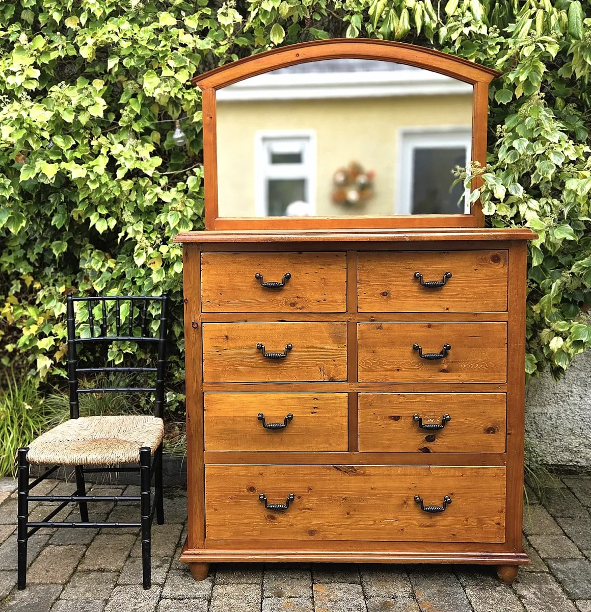 Large Vintage Pine Chest with Mirror - Image 3