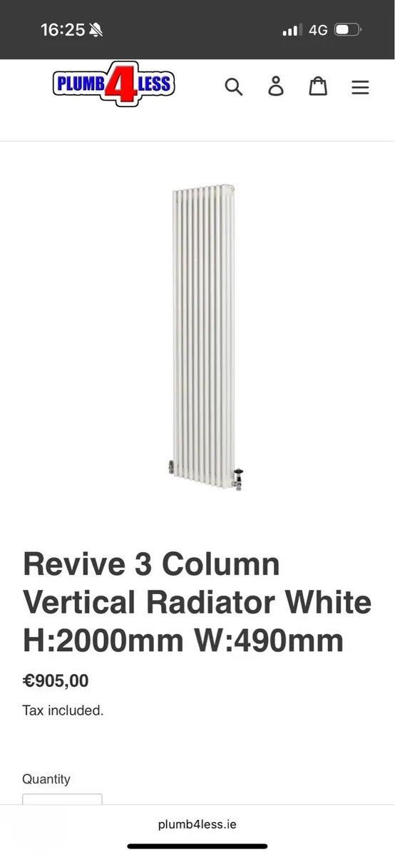 New vertical white radiator 2000 x 490 mm - Image 1