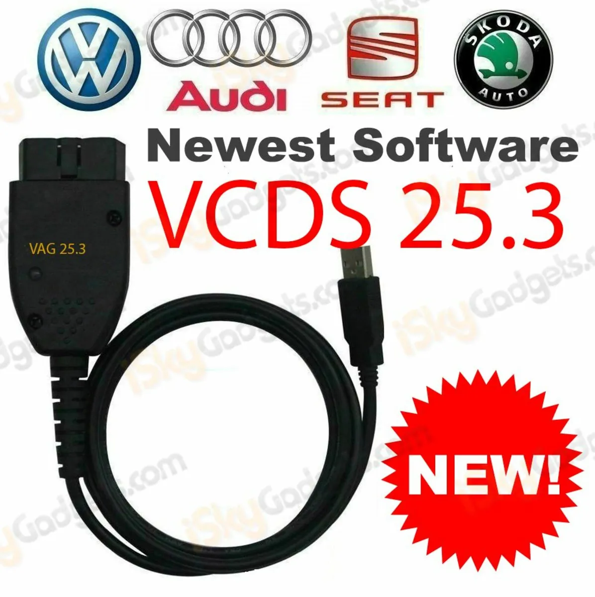 VAGCOM VCDS v25.3 Diagnostic Cable with VCDS 25.3 - Image 1
