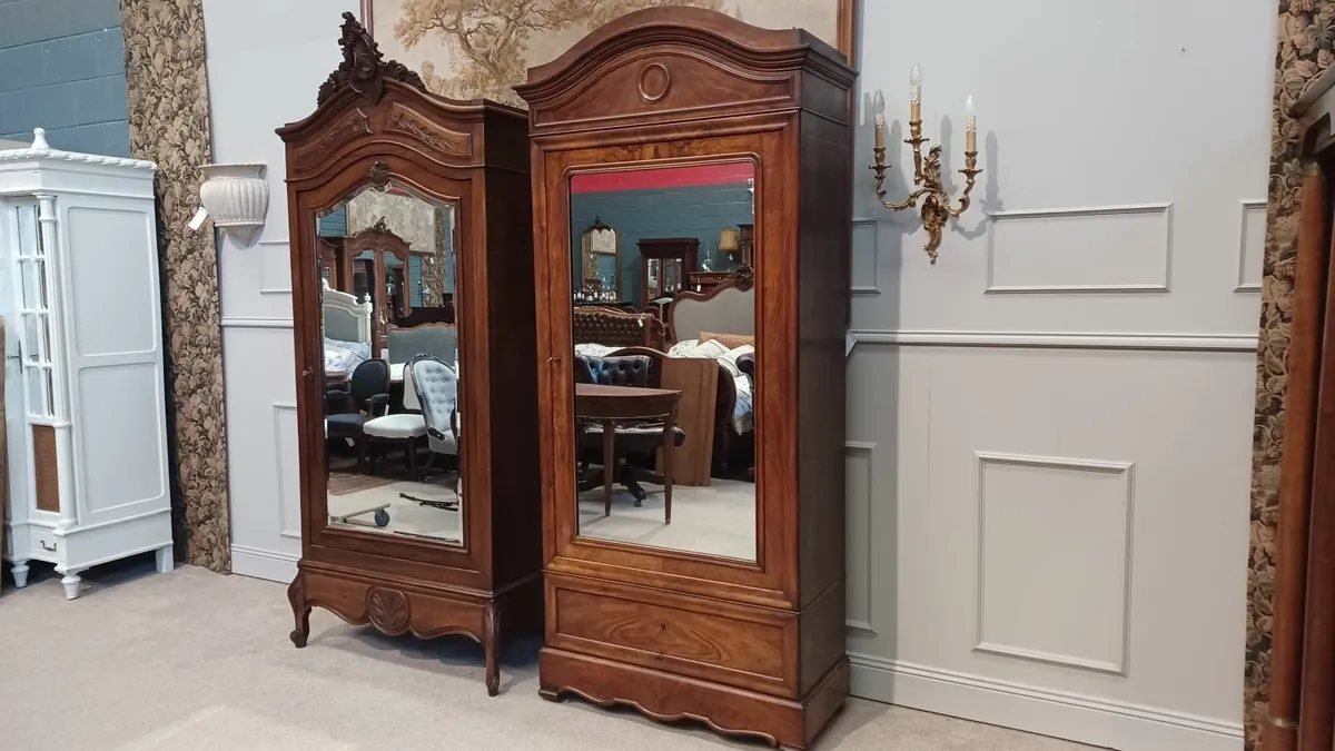 Two antique single-door wardrobes - Image 1