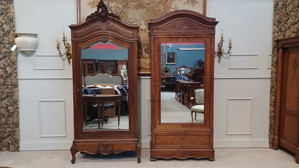 Two antique single-door wardrobes - Image 2