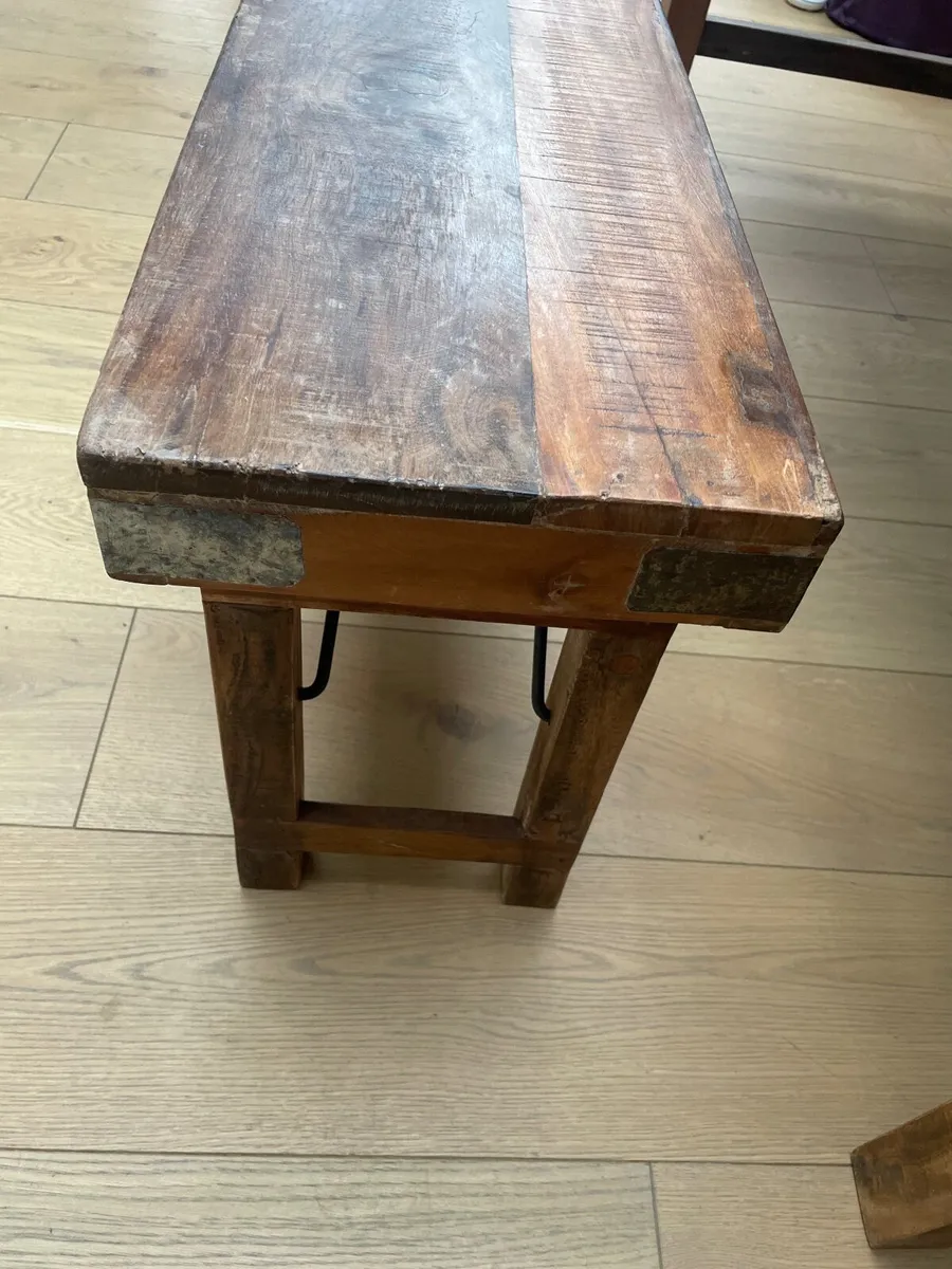 Collection only- Reclaimed wooden table with bench - Image 4