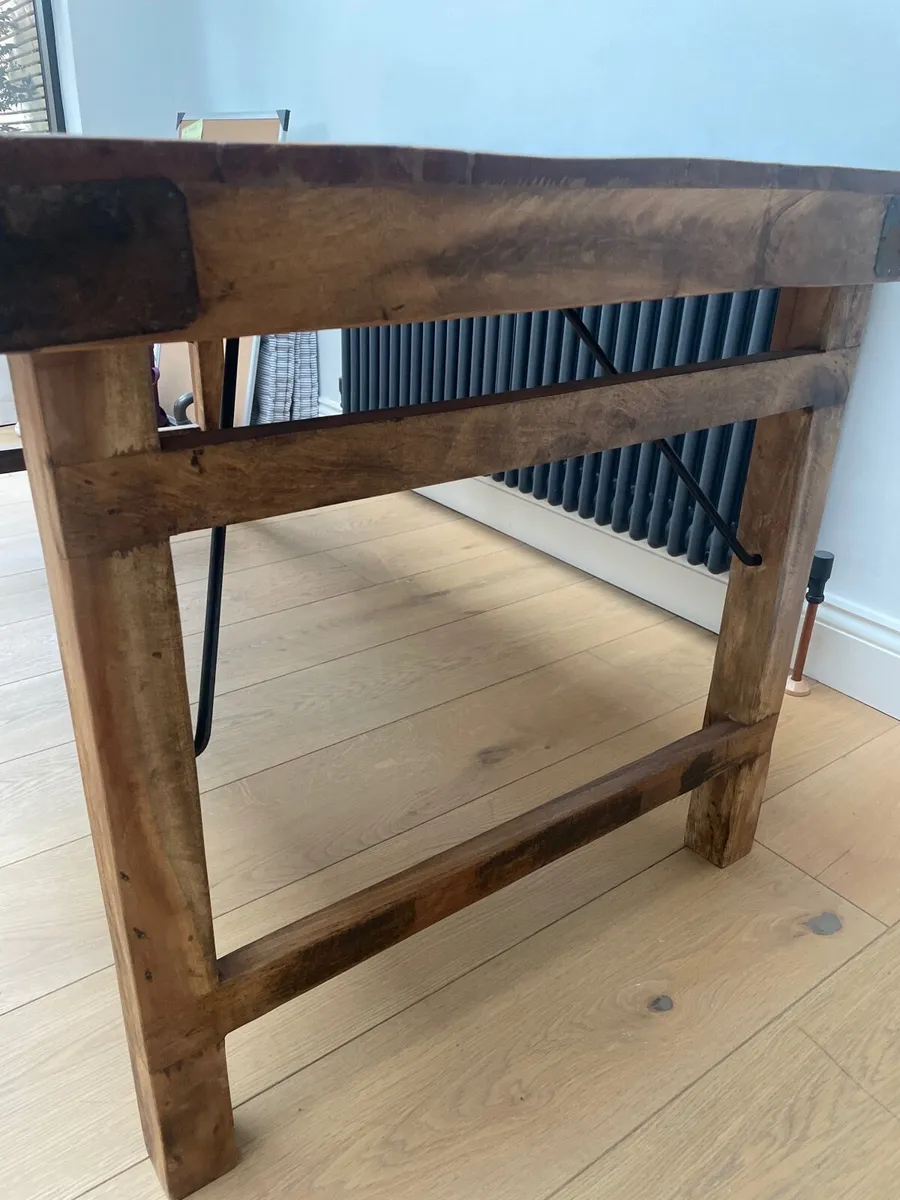 Collection only- Reclaimed wooden table with bench - Image 3