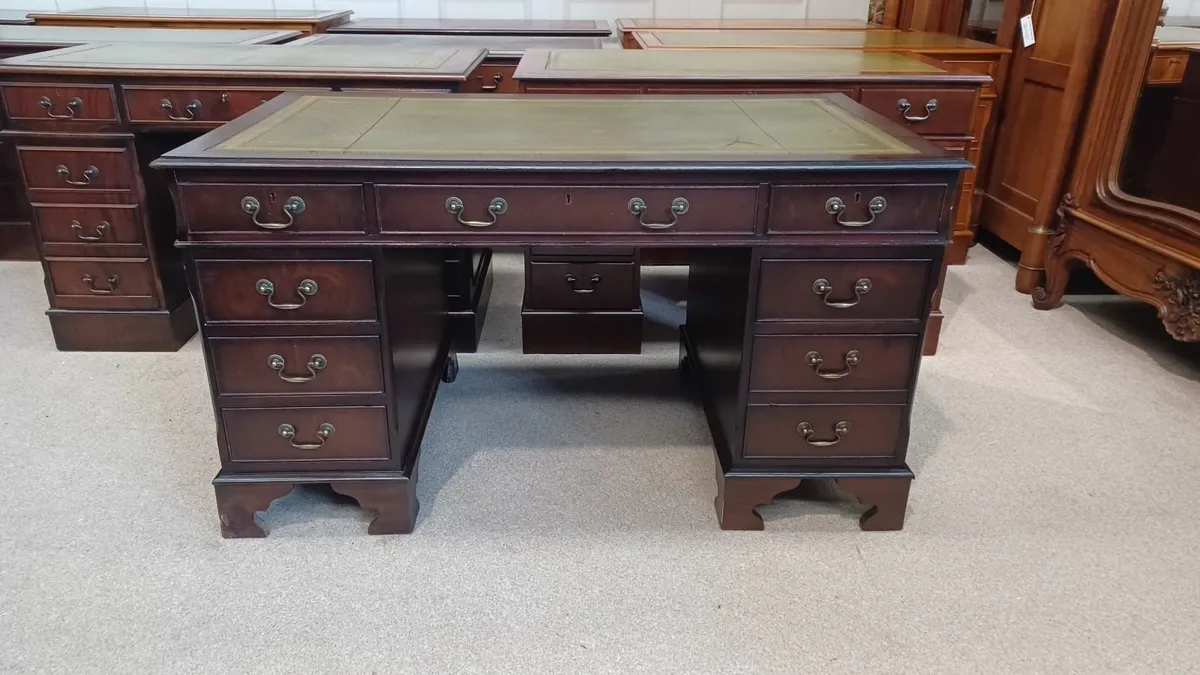 Excellent Antique Style Large Pedestal Desk - Image 2