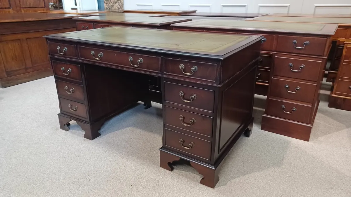 Excellent Antique Style Large Pedestal Desk - Image 4