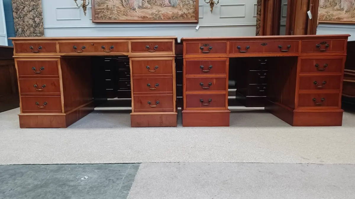 Excellent Antique Style Large Pedestal Desks - Image 2