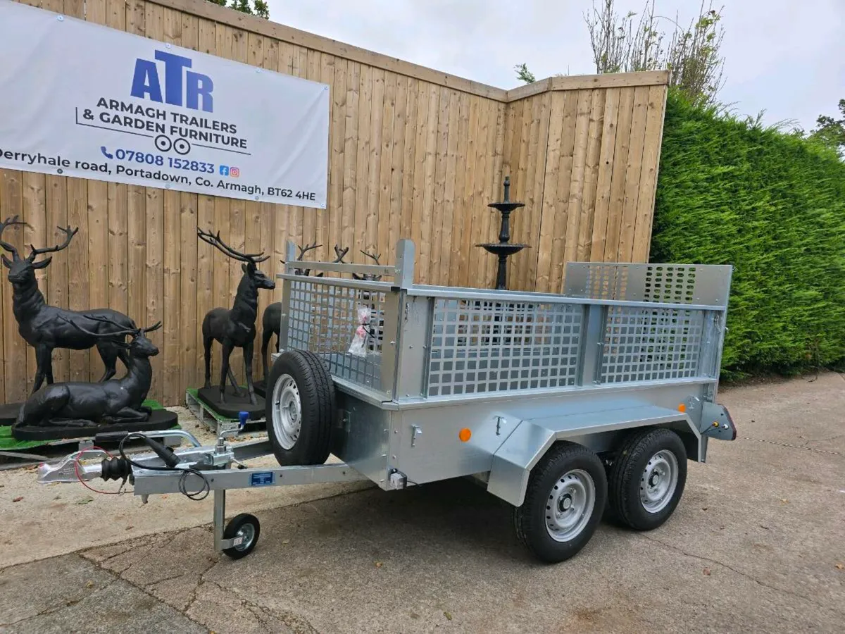 Broniss twin axle 8x4ft braked trailer meshsides - Image 1