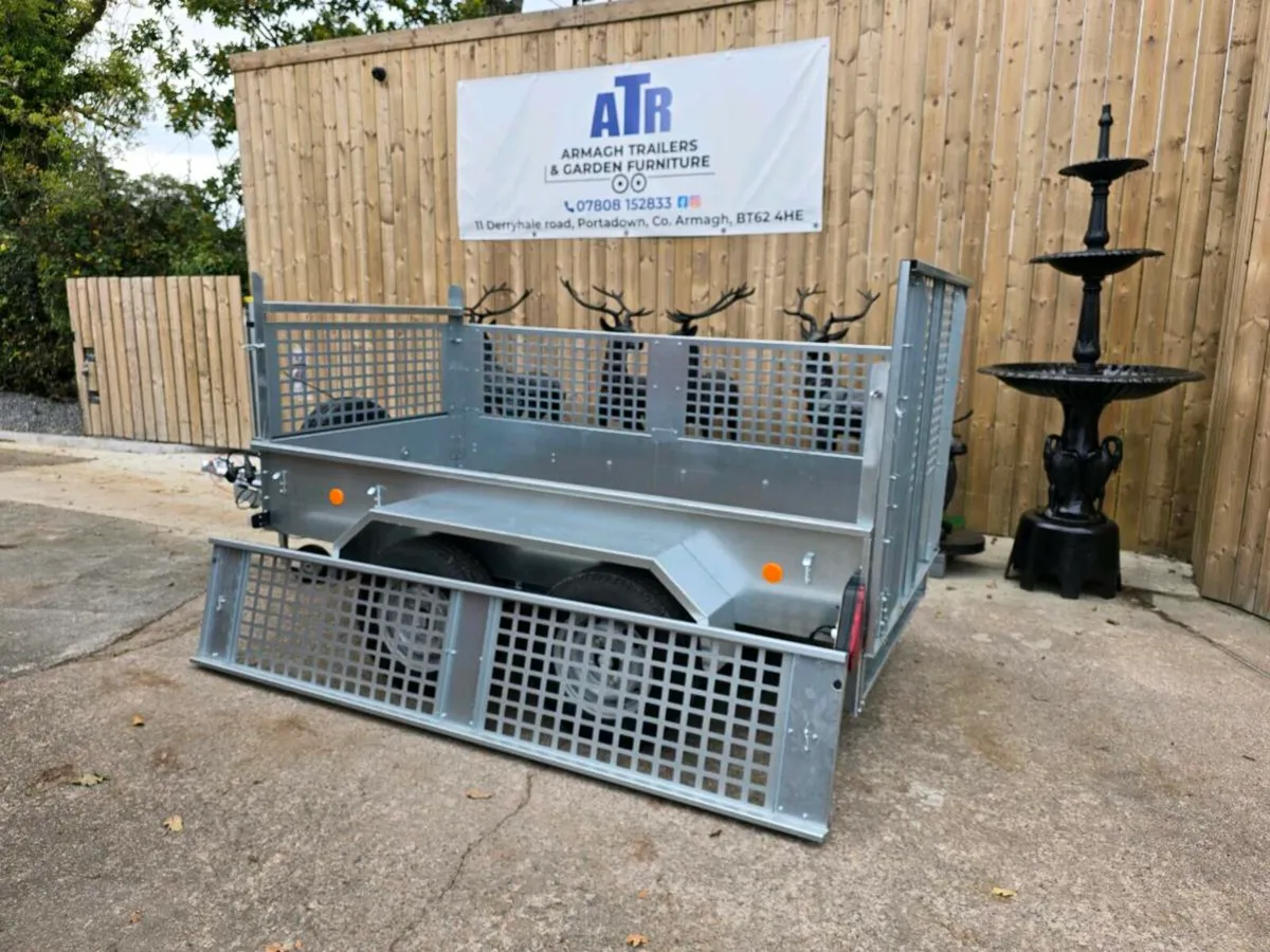 Broniss twin axle 8x4ft braked trailer meshsides - Image 2