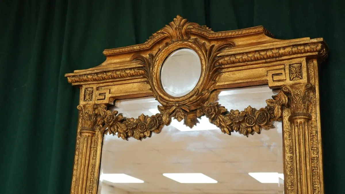 Grand Neoclassical Gilt Console & Mirror with Marb - Image 3