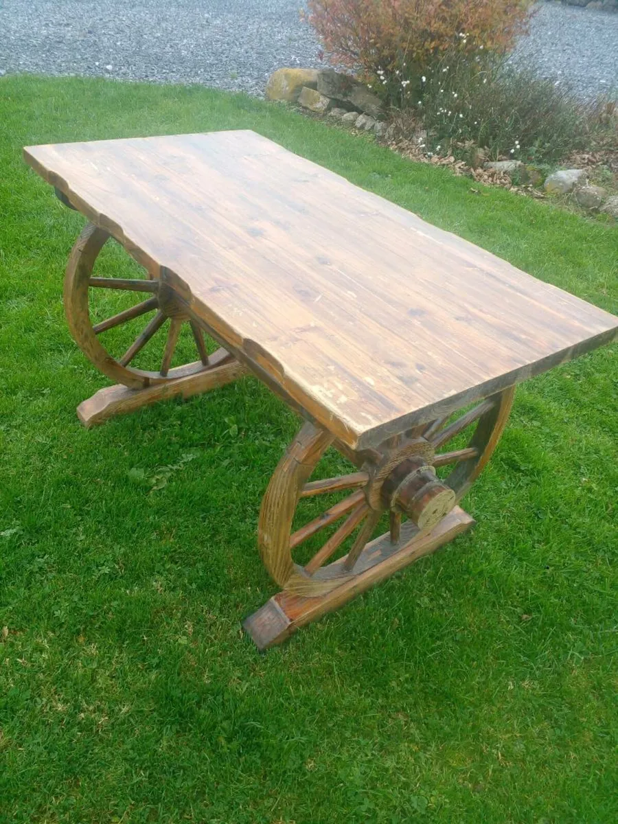 Vintage style wagon wheel tables  - 5 available - Image 1