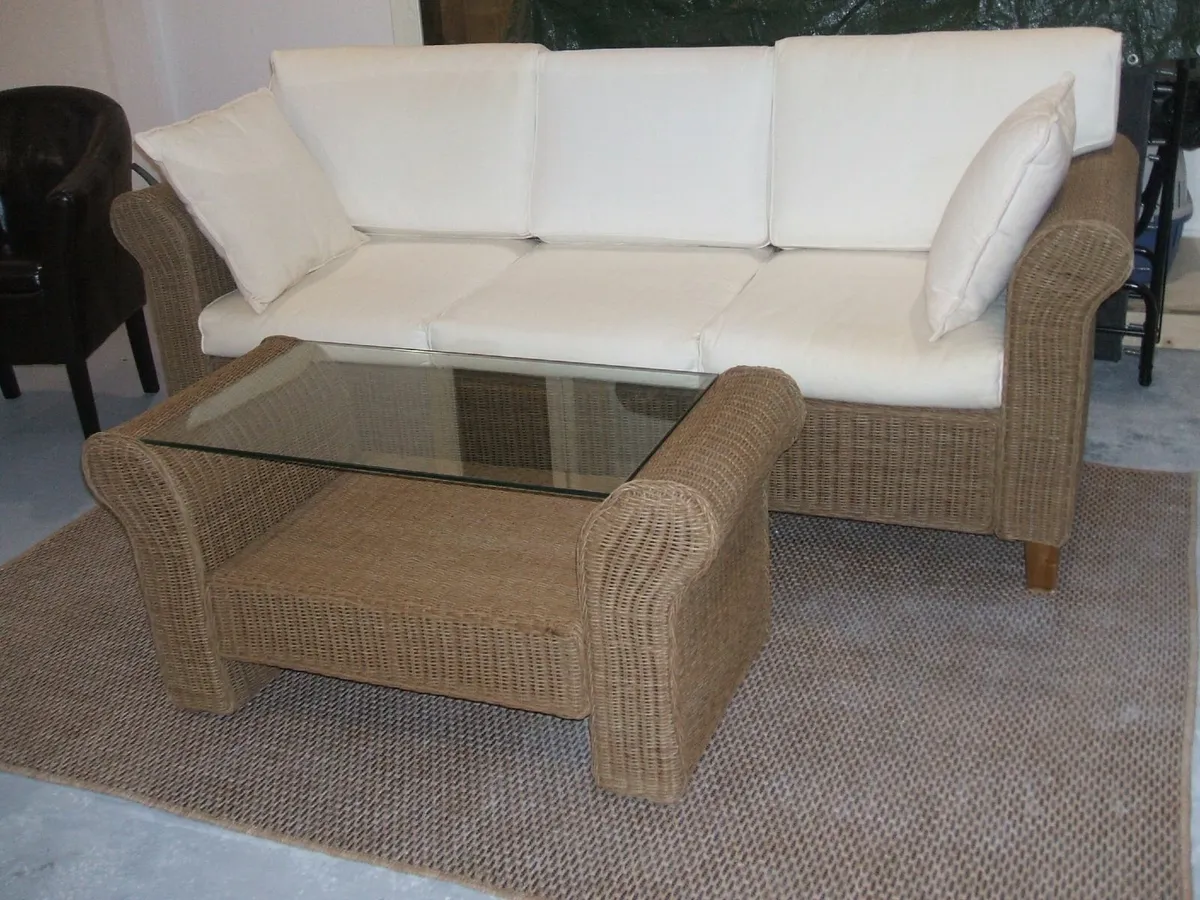 Sunroom  3-seater plus glass top coffee table - Image 2