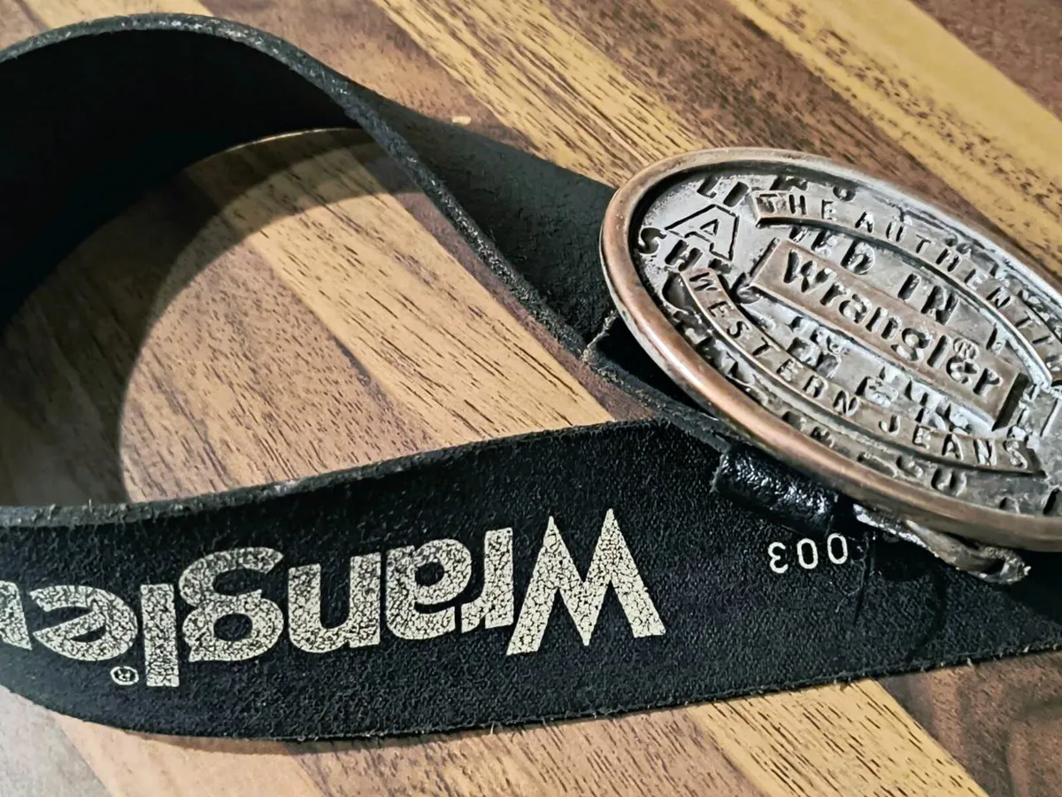 Wrangler cow Leather Belt  Antiqued  buckle - Image 3