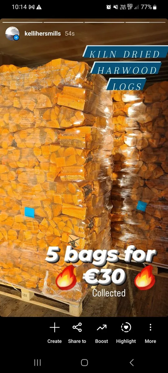 Kiln Dried Logs Net Bags Collected offer 5 for €30 - Image 2