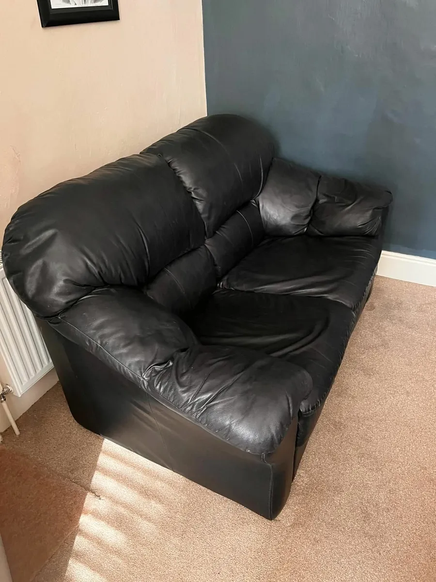 Two seater Black Leather Couch