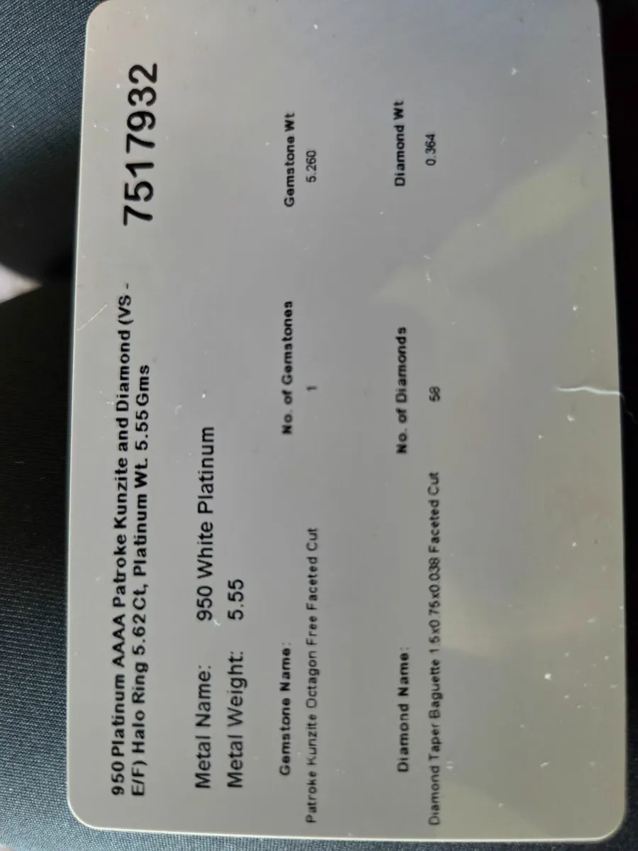 PINK KUNZITE PLATINUM  DIAMOND RING - Image 4