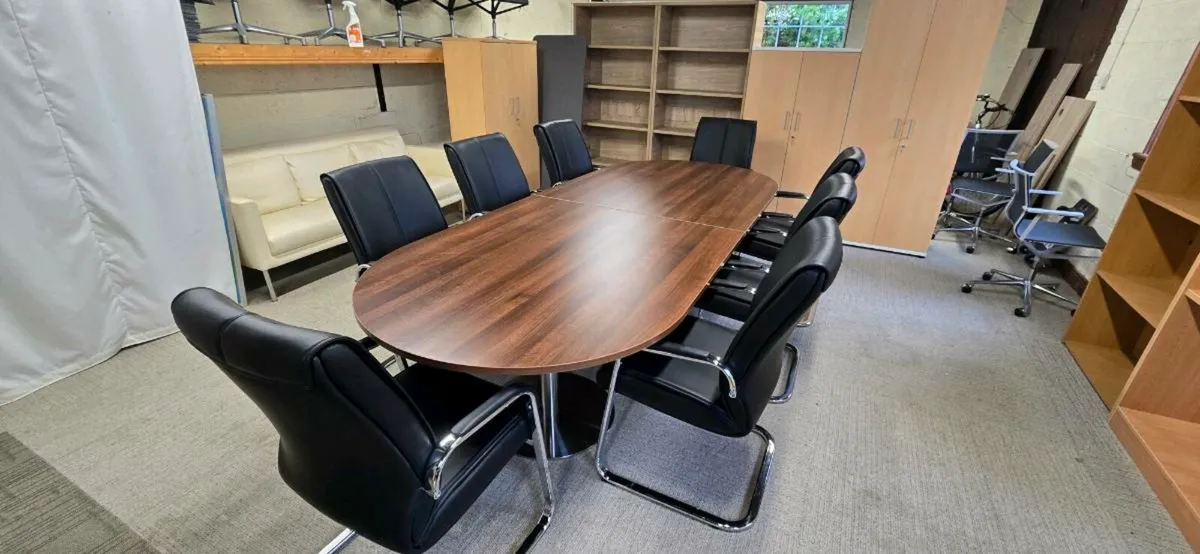 Walnut Meeting Table Set. - Image 1