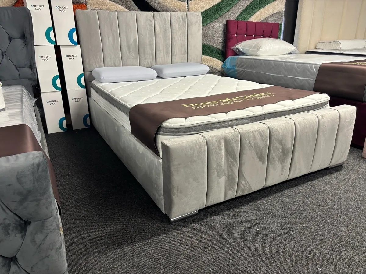 New 4’6” (Double) Upholstered Bed & Mattr - Image 2