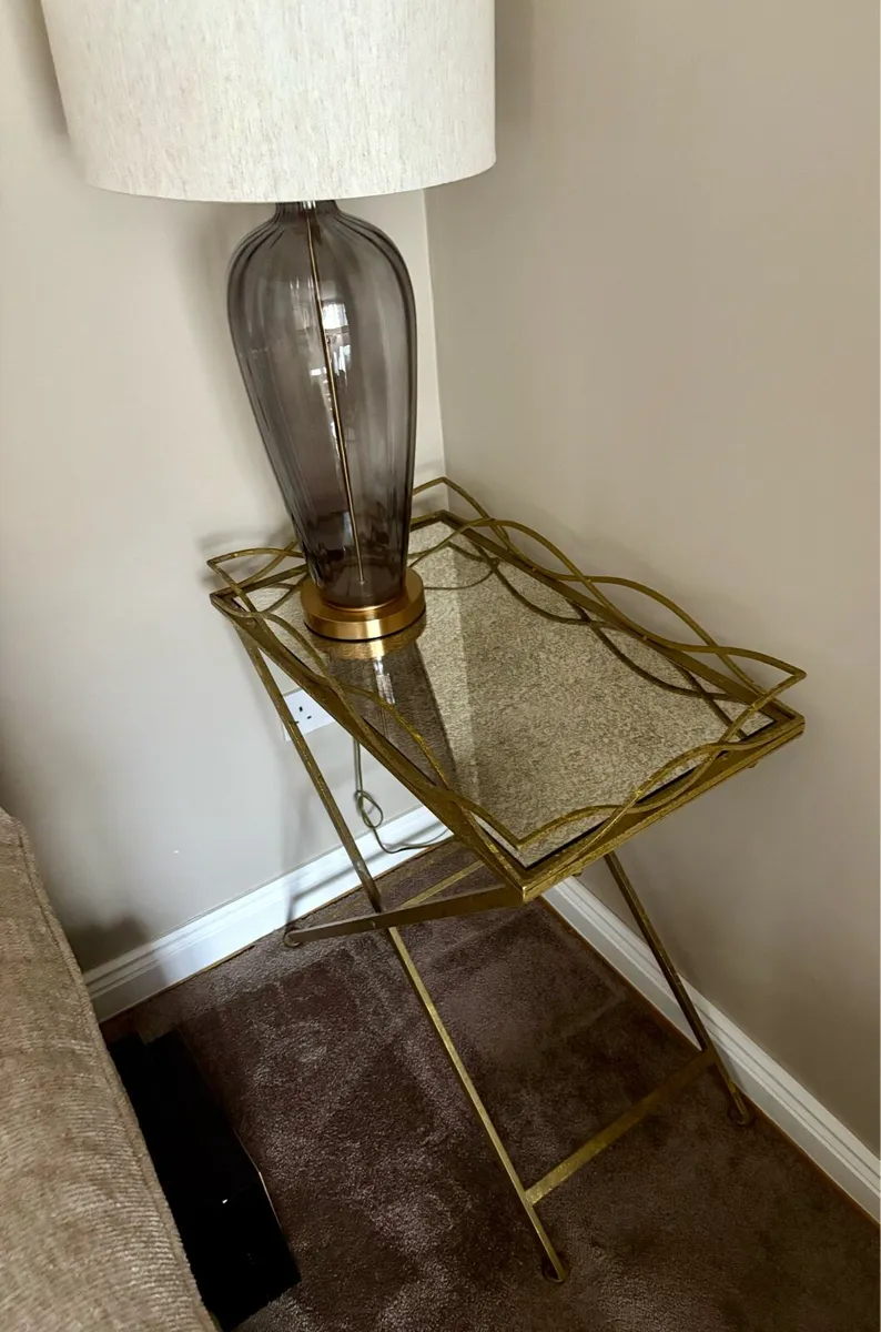 Mirror top tray gold table - Image 4