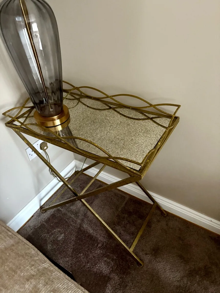 Mirror top tray gold table - Image 3