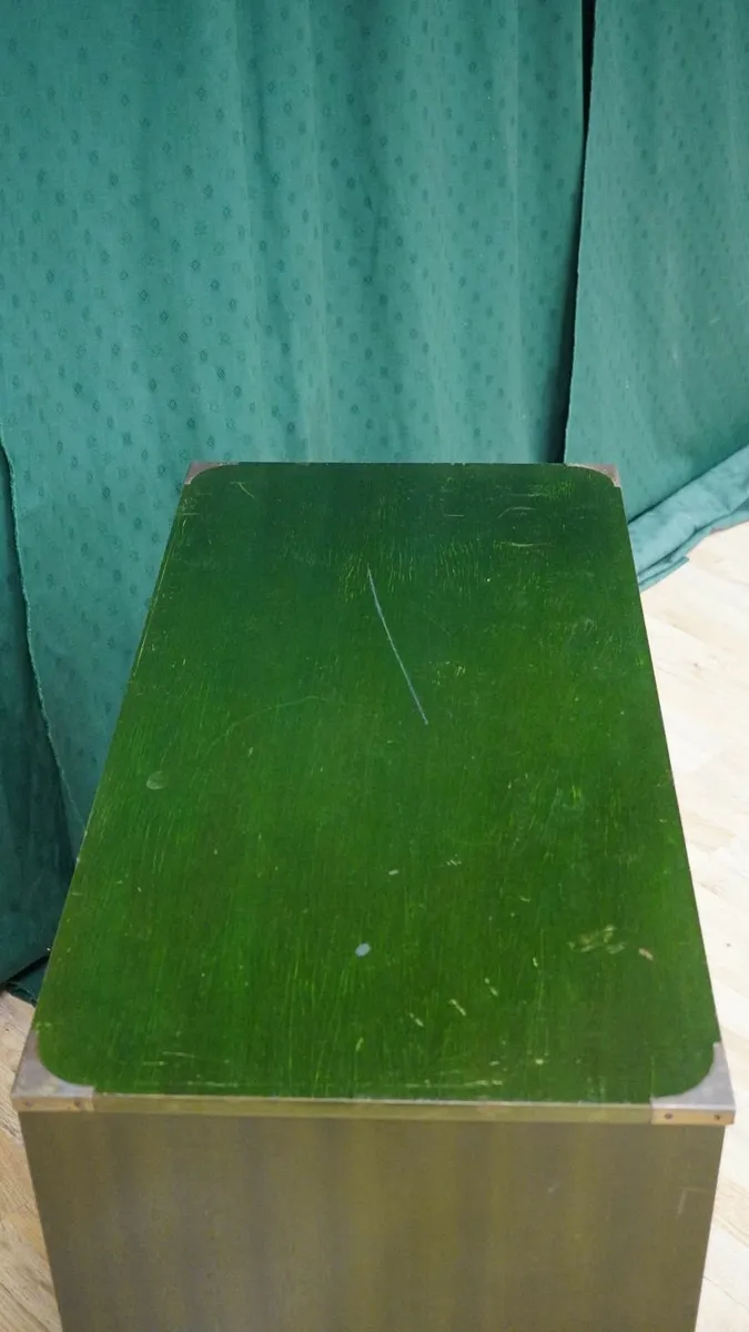 Mid-Century Green Campaign Chest of Drawers - Image 4
