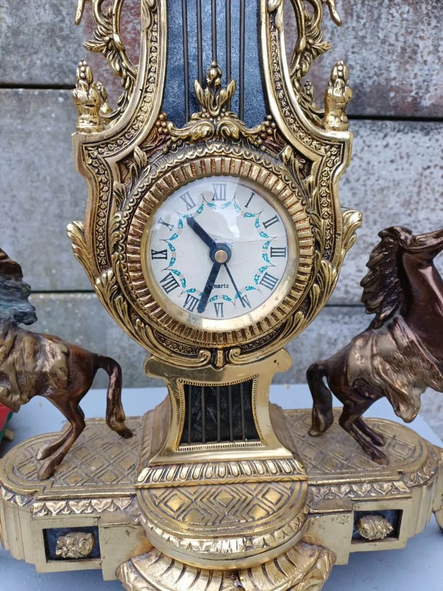 1945 Virtas Heavy Bronze Luxury Baroque Clock - Image 2