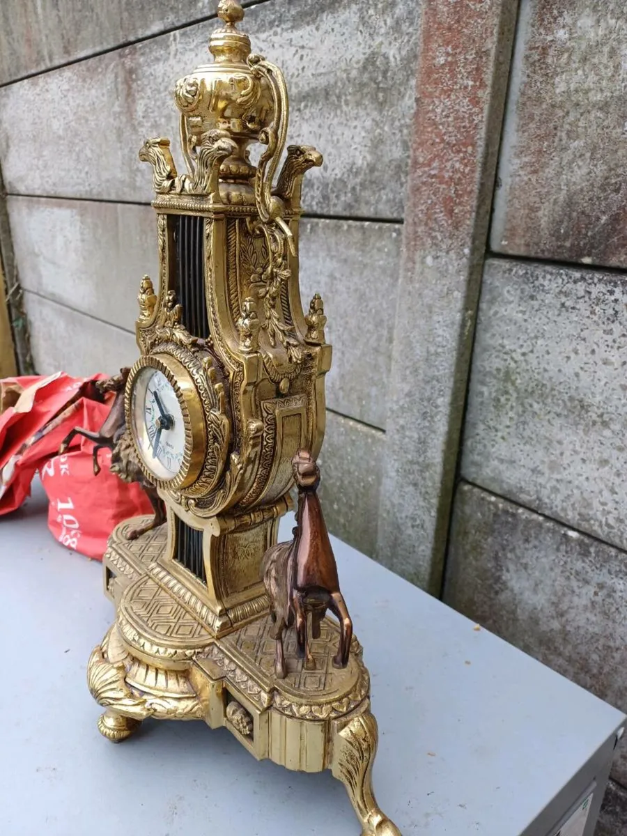 1945 Virtas Heavy Bronze Luxury Baroque Clock - Image 4