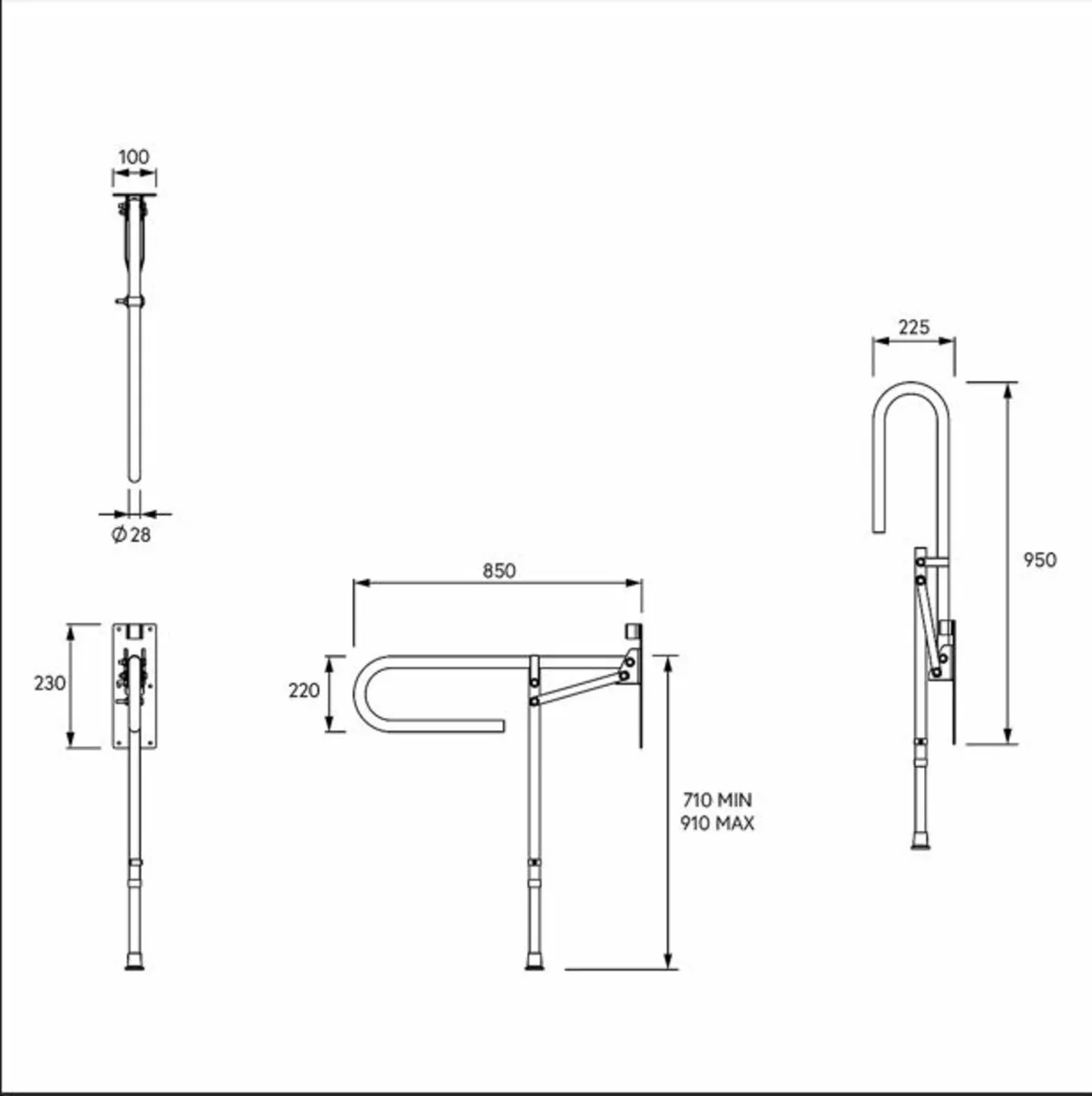 Straight Support Wall - Mounted Grab Rail ( 7 NO.) - Image 2